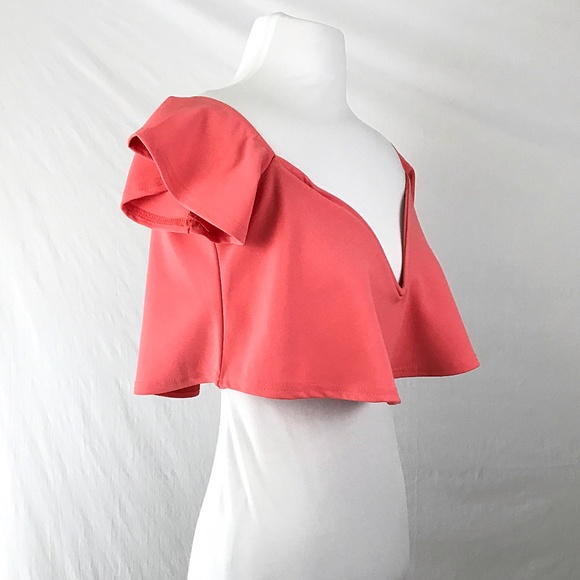 NWT Missguided Sweetheart Frilled Bardot Crop Top - Picture 2 of 8